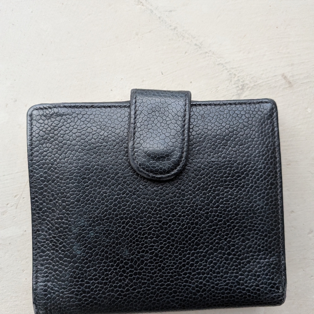 Authentic Chanel Black Leather Wallet With Authentication Card - Picture 3 of 9